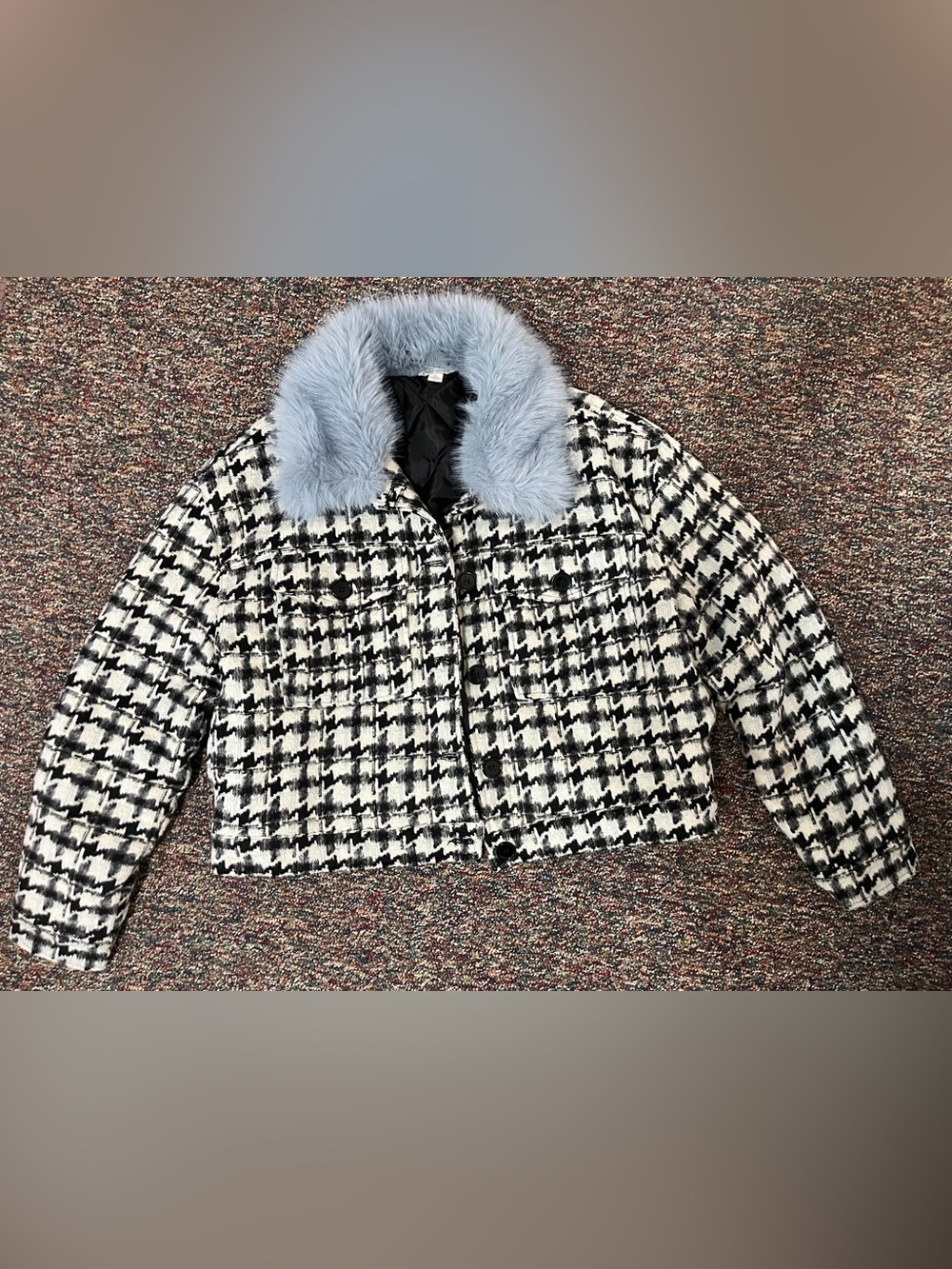 Cato Women’s XL Houndstooth Jacket with Faux Fur Collar